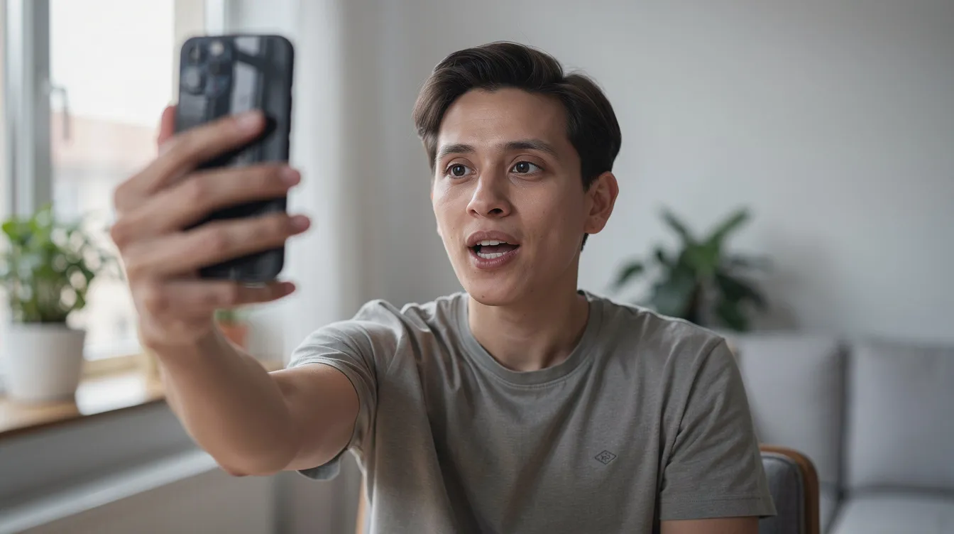 Klient nagrywa wideo opinię o produkcie trzymając telefon — format coraz popularniejszy w 2026 roku